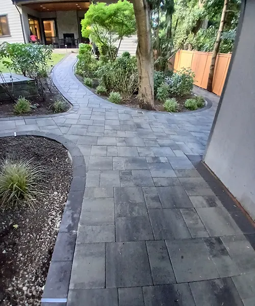 Featured Work - Custom Curved Paver Walkway Installation in Bellevue 